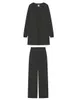 Dwuczęściowe spodnie kobiet Scriardv Kobiet jesienne luźne trzy stroje dopasowane topy cami długie v szyja buton kardiganowe zestawu odzieży czarny m 231127