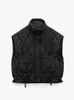 Women's Vest's Vest Quilted Lightweight Zip Pockets Waistcoat Padded Gilet Black Sleeveless Cotton Jacket Outerwear 231124