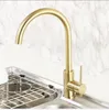 Kitchen Faucets Brushed Gold Brass Sink Faucet Good Quality Cold Water High Copper Rotatable