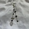 Porte-clés noir clair croix porte-clés foi personnalisé cadeau religieux chrétien béni porte-clés pour les femmes