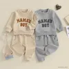 Kledingsets Herfst Fuzzy Baby Boy Herfstoutfits Mode Casual Sweatshirt met lange mouwen Trui Zakbroek 2 STUKS Set Peuterkleding