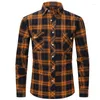 Men's Casual Shirts Spring And Autumn United States Red Plaid Woolen Long-sleeved Shirt Business Ironing Social Youth Slim Fit