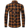 Herren-Freizeithemden Frühling und Herbst USA Red Plaid Woll Woll Longleved Shirt Buy bucing Social Youth Slim Fit