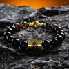 Chaîne de perles d'agate noire, pour hommes et femmes, Bracelet petit Lion, Style National