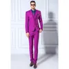 Abiti da uomo 2023 Moda Arrivo Uomo Slim Blazer Tuxedo (Giacche Pantaloni Gilet) Sposo Prom Abito da sposa viola Set Elegante