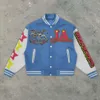 Projektant Fashion Classic Varsity Jacket Męskie kurtki swobodne para baseball puffer kurtka luźna haftowa jesień zimowa skórzana kurtka anime płaszcze 714