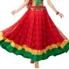 Stage Wear 720 graden Belly Dancing Costume Rok Dance Bollywood Festival geborduurd Full Long Maxi Performance