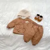 Clothing Sets 2023 Winter Baby Warm Clothes Set Long Sleeve Infant Boy Cute Bear Fleece Coat Trousers 2pcs Suit Kids Padded Jacket