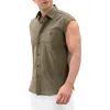 Men's Casual Shirts Cotton Linen Men's Shirt Sleeveless Fashion Man Blouses 2023 Top Male Blouse Basic Hombres Tops Beach Men Clothing