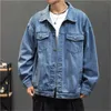 Herenjassen Herfst/winter Informeel Denim Effen Kleur Lange mouw Buiten Vakantie Vintage Overhemd Revers Vest Tops Hip Hop Winddicht