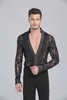 Stage Wear Farment Performance Latin Man Shirts Top Men Lace Black and White Waltz Ballroom