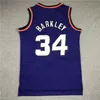 Abbigliamento da basket americano Charles Barkley 34 maglie da uomo del ritorno al passato bianco nero viola camicia mitchell ness taglia per adulti maglia cucita ordine misto