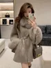 Kobiety fur fur faux przybycie zimowy wełna przylądka modna kaszmirowa poncho lady prawdziwy płaszcz mankiety kurtki streetwears 231127