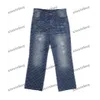 xinxinbuy män kvinnor designer pant paris groda handduk broderi brev jacquard jeans vår sommar casual byxor blå s-2xl