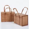 Ensembles de vaisselle panier à oeufs décor à la main fleur tissé pique-nique bambou articles divers après-midi thé paniers enfant paille fourre-tout