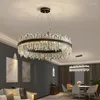 Ljuskronor svart ljuskrona belysning för vardagsrum modern lyx rund kristall hängande lampa hem dekor oval kök led cristal lyster