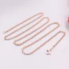 Kedjor Real 18K Rose Gold Women Luck Rolo Cable Chain Halsband 22 tum 2,5 mmw