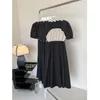 Casual Dresses Summer Dress for Women 2023 Hepburn Style Black Colorblock Unique Slimming Design Maxi