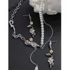 Pendant Necklaces Eetit High-Grade Imitation Pearls Beads Chain Tassel Handmade Collar Necklace Glass Zircon Zinc Alloy Jewelry For Women