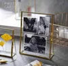 Antiek Messing Glas Foto Po Frame Opknoping staande Glas Metalen Foto Retro Portret voor Thuis Decors H11105759998