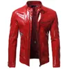 Herrjackor Herrens Autumn Shiny Leather Jacket Fashion Självodling Stand-up Collar Motorcykeldräkt PU Handsome Short Top S-5XL 231127