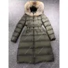 Mulheres com capuz jaqueta de inverno ao ar livre calor casacos longos casacos reais gola de cabelo de guaxinim quente moda parkas com cinto senhora casaco de algodão outerwear bolso grande m