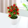 Decorative Flowers Simulated Strawberry Tabletop Fruit Branches Decor Faux Simulation Fake Plant Bonsai Decors Desktop Adornment Home