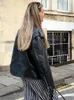 Женские куртки с отложным воротником на молнии, кожаная куртка для женщин, модное однотонное пальто на шнуровке с длинными рукавами, 2023, крутое женское теплое пальто Highstreet