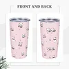 Tumblers Roze Leuke Cartoon Panda Geïsoleerde Tumbler Met Rietjes Deksel Mooie Dieren Vacuüm Thermische Mok Dubbelwandige Koude Dranken Cup 20oz