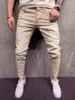 Calça masculina de fechamento casual do tipo de zíper masculino, decoração de lápis, esportes de tecido