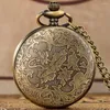 Pocket Watches Stylish Blue Pointers Bronze Poker Design Quartz Necklace Watch Män Kvinnor Fob Chain Pendant Clock 30/80 cm