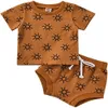 Одежда набора одежды Baifei Newborn Baby Print Design Organic Cotton Unisex Chort Top и брюки для малышей.