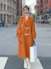 毛皮のランレムホーンボタンウールコート女性のミッドレングス秋冬2022年、新しい肥厚した韓国スタイルの暖かいファッション服2R6007
