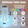 Lampes de table LED Cristal Lampe Rose Projecteur De Lumière 16/3 Couleurs Tactile Réglable Romantique Diamant Atmosphère USB Nuit