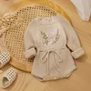 Kledingsets Borduren Bloemen Baby Meisjes Trui Romper Pasgeboren Gebreide Kleding Met Lange Mouwen Prinses Truien Winter Herfst R231127