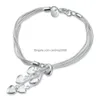 Charm-Armbänder für Frauen 925 Sterling Silber Fünf-Linien-Kette mit Fünf-Herz-Armband Armreif Geburtstagsgeschenk Her292K Drop Delivery Jewel Dhxfe