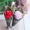 Fiori decorativi 5 pezzi Mini bouquet di fiori di rosa Regalo di San Valentino Sapone secco fatto a mano Puntelli Decorazione della festa nuziale