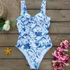 Damesbadmode Eendelig badpak voor dames Floarl Bikini Zomerkleding Strandkleding Mode Siwmming Sexy Slim Sling Lente