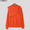 Suéter masculino masculino suéter sólido oco de malha outono casual pullovers irregulares homens streetwear moda masculina roupas incerun S-5XL 231127