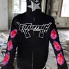 Moletom com capuz masculino moletom esporte casaco pulôver gótico manga longa oversized jaqueta com capuz y2k zip moletom padrão irregular goth punk moletom masculino moletom com capuz T231127