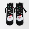 Chaussettes magnétiques de noël pour hommes et femmes, mignonnes, amusantes et créatives, dessin animé, yeux, main dans le milieu, en pur coton, 2023