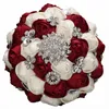 Fleurs décoratives mariée et demoiselle d'honneur mariage Bouquet luxe cristal argent crémeux gris ruban bricolage Rose soeurs Promotion W390