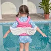 Sand Play Water Fun Pool Foats Swimming Ring angel wings inflatable toy childrens swimsuit thickened life jacket children vest buoyancy water toys 230426