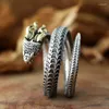 Küme halkaları trend oyma yılan boynuzları ejderha yüzüğü erkek ayarlanabilir parmak aksesuarları çok katmanlı gümüş 925 erkekler için retro mücevher