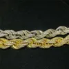 Halsband Twisted Moissanite Rope Chain S925 10K 14K 18K Solid Gold Hip Hop Men smycken Kubansk halsband isad ut VVS Diamond Rope Chain