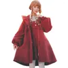 Thème Costume Kawaii Lolita Manteau En Peluche Épaissi Automne Et Hiver Noir Rouge Anime Cosplay Harajuku À Capuche Mode Lâche Douce Filles Loli