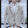 Męskie garnitury Blazers Kuit Blazer Jackets Spring Autumn Plaid Casual Wool Coats Business Formal Wear Slim Fit 230427