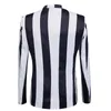 Men's Suits Blazers Brand Men Black White Zebra Stripe Blazer Male Stage Wear Masculino Slim Fit Fashion Casual Suit Jacket 230427