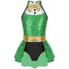 Stage Wear Kids Girls Seques Christmas Ice Skating costume di Natale Anno cosplay smoking leotard abito jazz tip tap dancewear