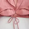 Damespakken vrouw mode roze slanke gewas blazer 2023 lente vrouwelijke massieve veter korte blazers dames high street bijgesneden